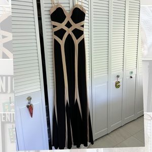 Like new Black and Tan beautiful strapless dress
